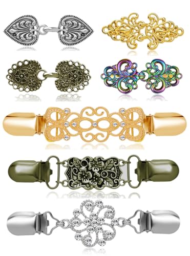 Tornito 7 Pcs Vintage Sweater Shawl Clips Retro Cardigan Collar Dress Shirt Jacket Waist Brooch Clip...