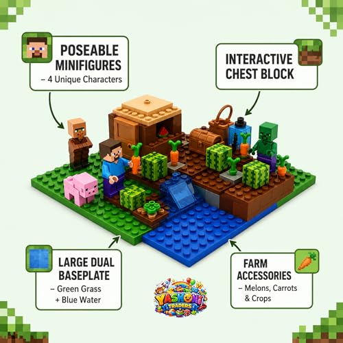 Image of Yashoni Building Blocks Toy Set for Kids | DIY STEM Construction Bricks with Mini Figures, Creative Models & Educational Play Set|Blocks Game (96, The Melon Farm)