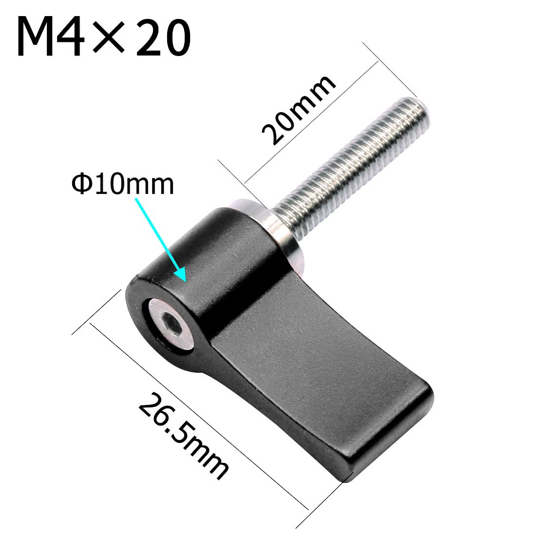 Vite a mano regolabile CNC M4 M5 M6* 12mm 17mm 20mm Viti di bloccaggio strette per fotocamera DSLR 15mm Asta guida Seguire gli accessori di messa a fuoco (M4x20mm, nero)