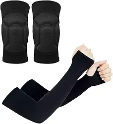 Kit Manguito Proteção UV50+ Manga Longa + Joelheira Anti-impacto Vôlei Futsal Handball Pares Unissex