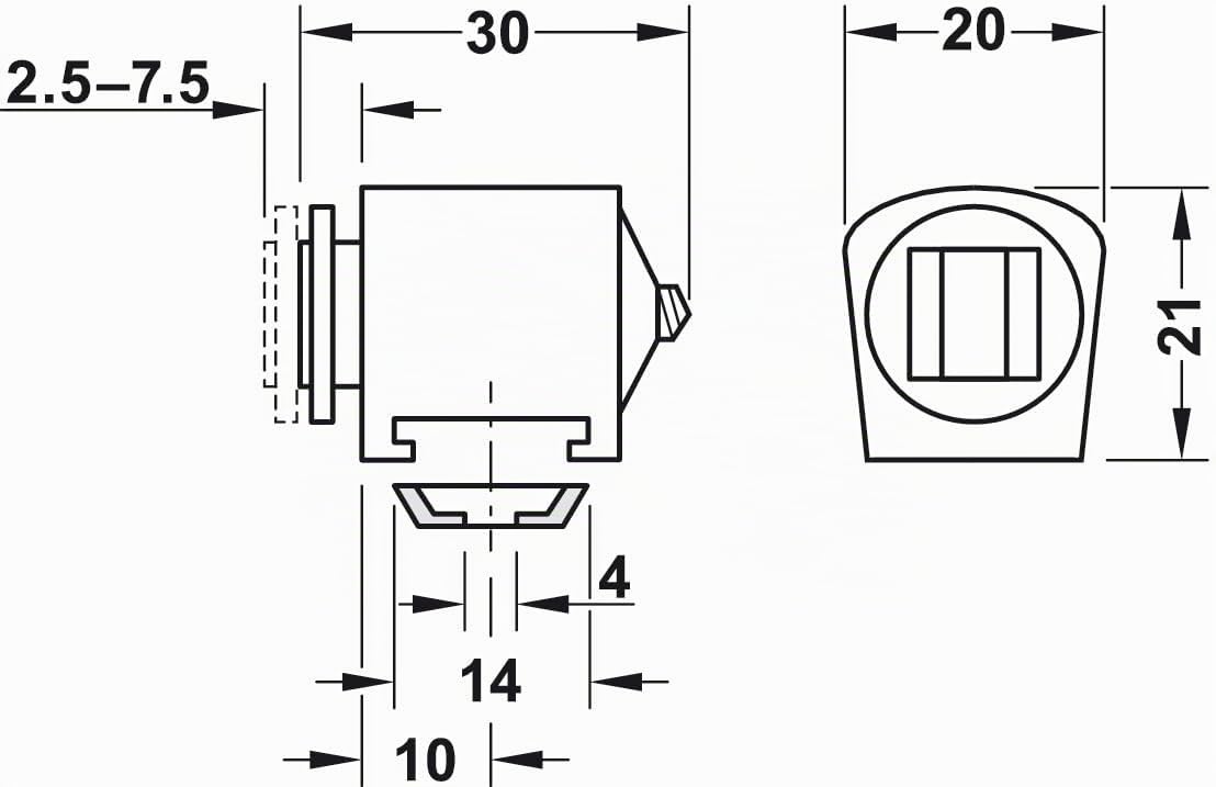 Gedotec Fermo magnetico marrone con piastra da avvitare Fermo magnetico per porta da avvitare - H2059 | Magnete per porta in plastica forza adesiva 3,0 kg | MADE IN GERMANY