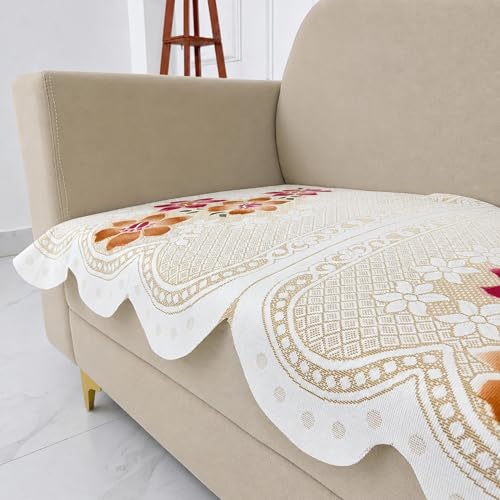 Image of Homerz Premium 'Surya Series' Sofa Cover | Stylish Sofa Protector | Net Fabric | Anti-Stain & Washable Slip Cover Exact Size Antislip (Exclusive Yellow, 2 Seater, Only Seat Cover)