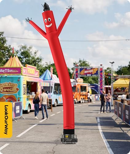 Image of LookOurWay Air Dancers Inflatable Tube Man Attachment - 20 Feet Tall Wacky Waving Inflatable Dancing Tube Guy for Business Promotion - Blower Not Included - Red