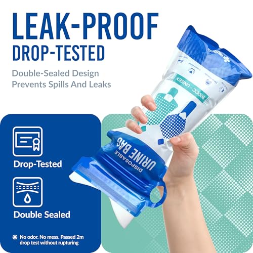 Medtecs Urine Bag Disposable – 4 pcs – 900ml Emergency Travel Pee Bag with Handle – Turns Liquid to Gel for Clean, Leak-Free Relief – for Adults & Kids – Available in 4/8/16/24 pcs