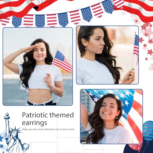 July 4th Independence Day Earrings American Flag Five-pointed Star Earrings Dangle Earrings for Women Independence Day Gifts4