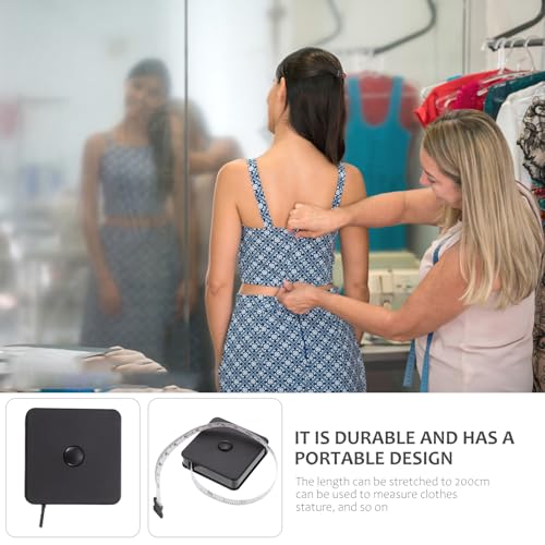 Cinta métrica mini cuadrada portátil 2m negra pack 2 miniatura 3