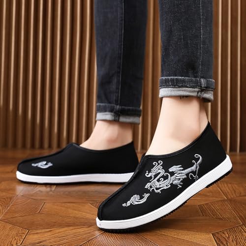 Embroidered Tai Chi Kung Fu Shoes, Unisex Canvas Martial Arts Flats, Traditional Chinese Slip-On Sneakers with Non-Slip Sole for Men and Women 5