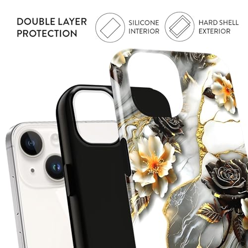 Coque agate brillante iPhone 14 effet marbre de luxe aux reflets dorés