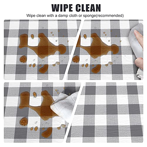 Fitable Checkered Picnic Table Cover Waterproof Vinyl Fitted Table Cover Flannel Backing Outdoor Indoor Tablecloth 24"X48" For Picnic, Travel, Holiday, Party, Folding Table, Silver Grey #TOP3