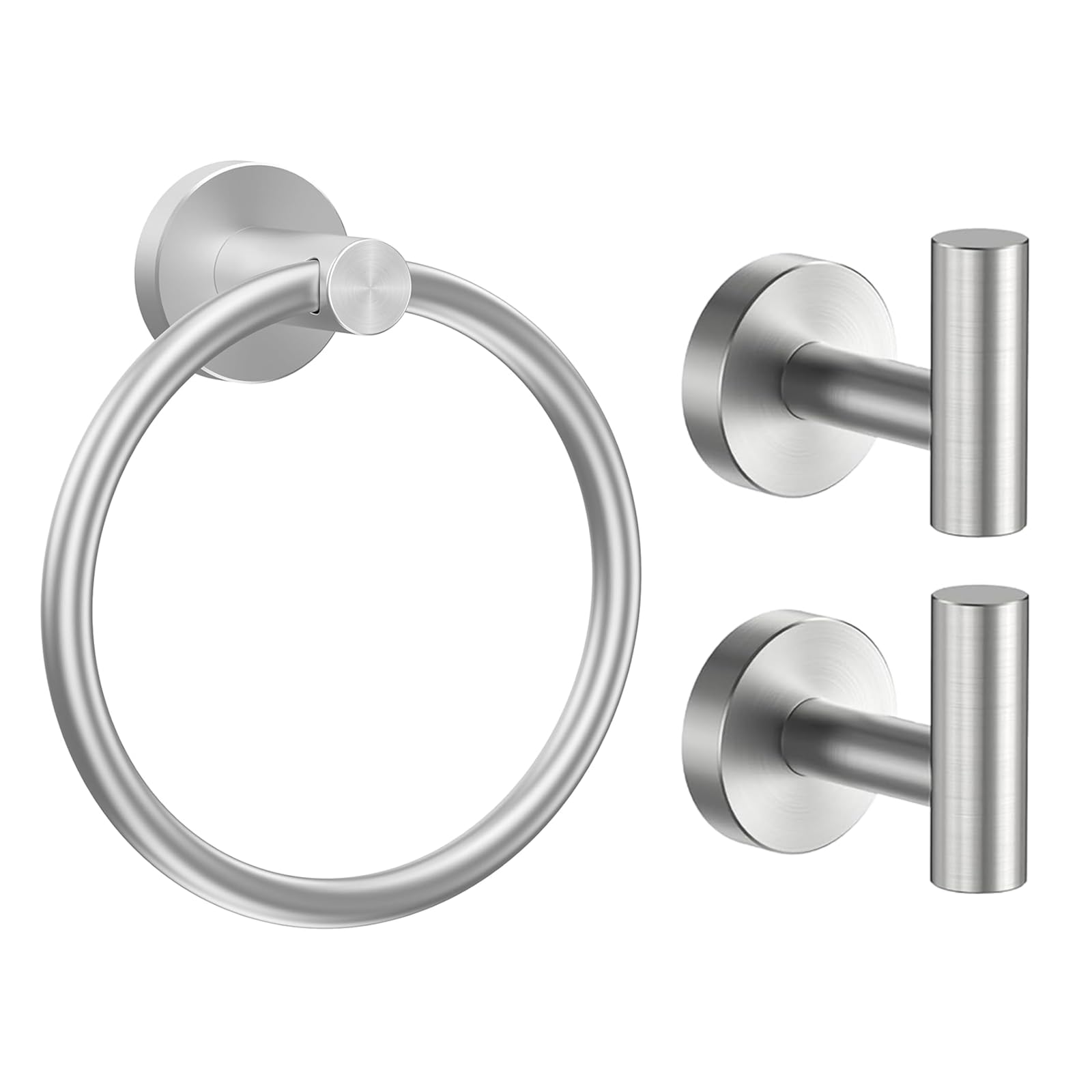 SetSail Towel Holder for Bathroom Wall & Towel Hooks for Bathrooms 2 Packs Screw-in Silver Bathroom Towel Hook Wall Mounted