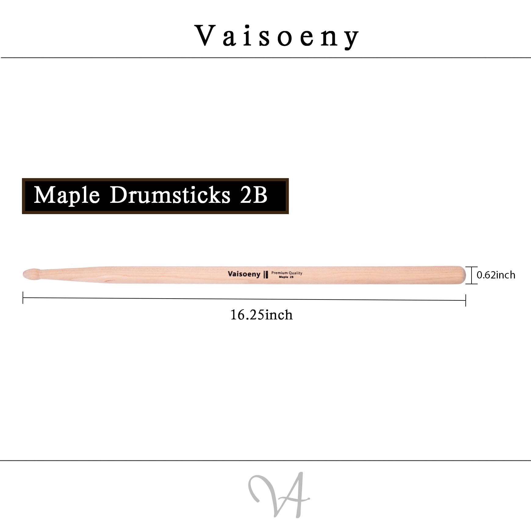 Vaisoeny Drum Sticks,2B Drumsticks for Adults,12 works Classic Maple Wood Drumsticks for Kids Professional Musical Instrument Percussion Accessories - Image 2