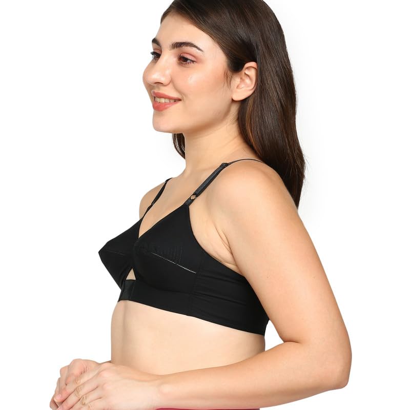 Image of BLOSSOM Priyasajini Women's Full Coverage 100% Woven Cotton Single Layer Round Stitch Non Padded Wirefree Conical Cup Everyday Bra