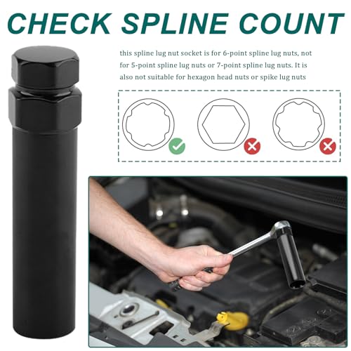 Image of Large 6 Spline Lug Nut Socket,Wheel Lock Key Removal Tool,Replacement for Aftermarket 6Spline Lug Nuts for 21 mm(13 /16 Inch) & 22 mm(7 /8 Inch) Hex Socket Wrench (Large 6 Spline)