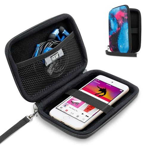 USA Gear MP3 Player Case Fits Apple iPod Touch 7th Generation, 6th Generation, Walkman, Innioasis Y1, Memory Card, Earbuds, Mp4 Players - iPod Touch Case with Hard Exterior, Wrist Strap (Galaxy)