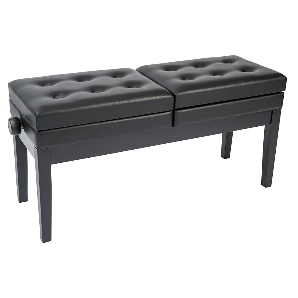 Kinsman Adjustable Double Piano Bench with Storage, Satin Black