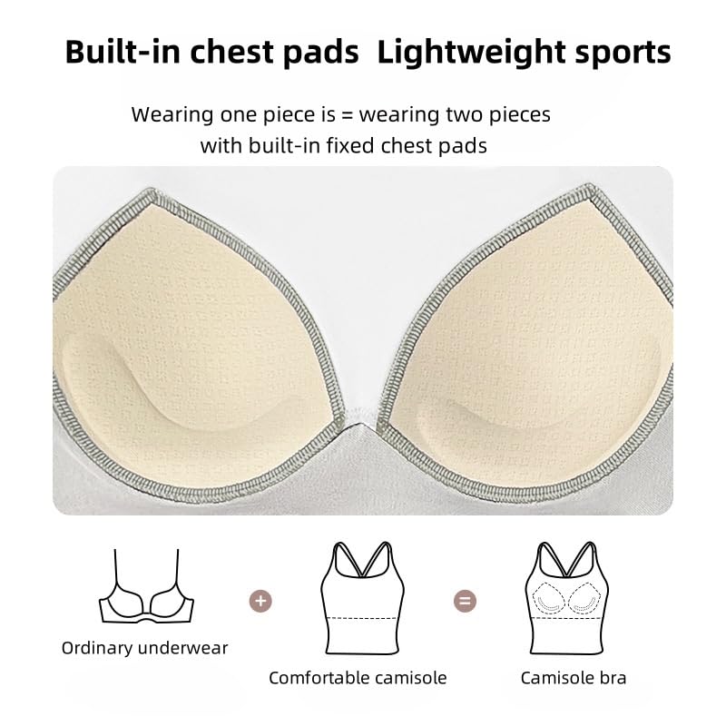 Women Sports Bras High Support Longline Workout Tank Tops Built in Bra Strappy Yoga Padded Crop Top3