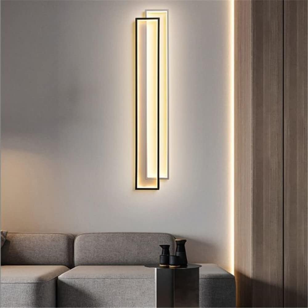 Kinkiety Prostokątny Drążek LED Kinkiet Zestaw Minimalistyczny Akrylowy Atmosfera na stolik nocny Trzeci bieg ściemniana lampa ścienna dekoracja wnętrz - czarny trzeci przełącznik ściemniany - 24