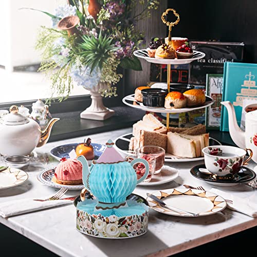 Wettarn 6 Peices Floral Tea Party Decorations Princess Party Tea Honeycomb Tea Party Centerpieces For Tables Spring Summer Birthday Decors 3D Vintage Teapot Vase Decors For Wedding Girls Women #TOP5