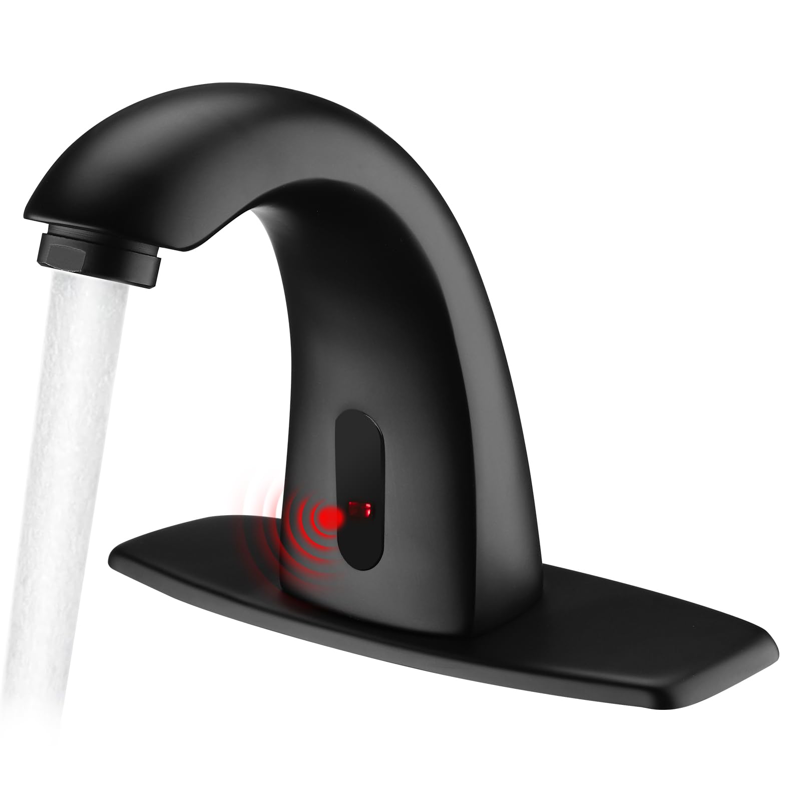 ZHIXINGKX Touchless Bathroom Sink Faucets, Automatic Motion Sensor Sink Faucet with Hole Cover Deck Plate, Commercial Sink Faucet for Bathroom (Black)