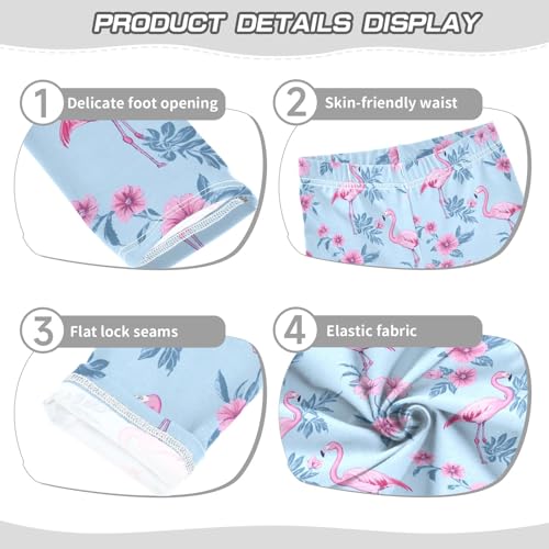 Flamingo Flowers Pattern Girls Leggings Kids Yoga Pants Athletic Tights Pants 4-10 Years3