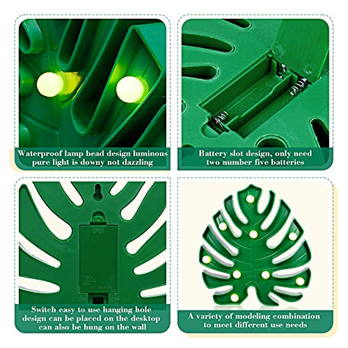 4 Pieces Hawaiian Luau Party Lights, Flamingo Cactus Pineapple Leaf Led Sign Light, Battery Powered Table Lamp For Marquee Wall Table Desk Centerpieces Home Wall Kid's Room Birthday Party Decorations #TOP2