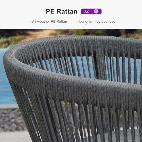 Image of PURPLE LEAF 4 PCS Counter Height Bar Stools Rattan with Cushion, Gray