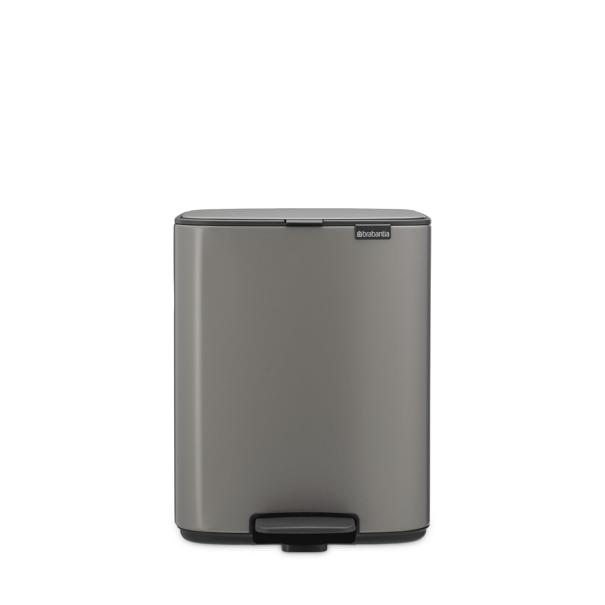 Brabantia Bo Pedal Bin 12L (Platinum), Soft Closing Waste Bin with Light Pedal Operation, Easy to Clean Removable Plastic Inner Bucket with Free PerfectFit Rubbish Bags Included