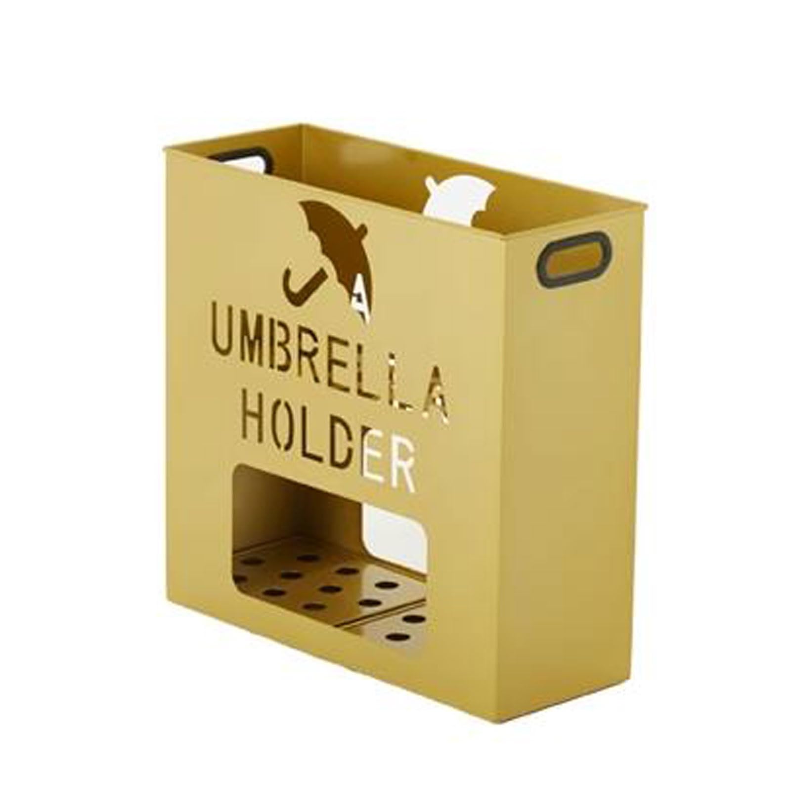 CFY652 Umbrella rack Umbrella Stands for Entryway Large Metal Holder Organizer Rack with Water Tray, Freestanding Rectangular Hollow for Home Office Office(Gold,Large)
