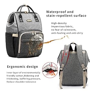 GAIVP Diaper Bag Backpack for Women, Baby Bags for Girls, Diaper Bag with Changing Pad, and Insulated Pockets (Dark Grey +Light Grey) — photo 4 of 6