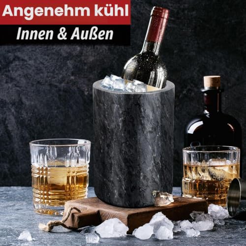 Flexzion Küchenwerkzeug Topf und Weinkühler-Kühler, naturer Marmor 5" x 7" Zoll, einzigartiger Steinbehälter für Löffel, Spatel… – Ansicht 4
