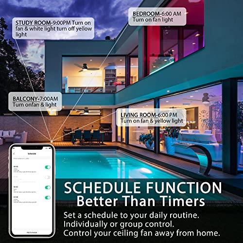 Low Profile Ceiling Fan With Lights And 10 Speeds, Dimmable Smart Ceiling Fan Compatible With Alexa, Siri & Google, 52 Inch Modern Farmhouse Ceiling Fan, White #TOP6