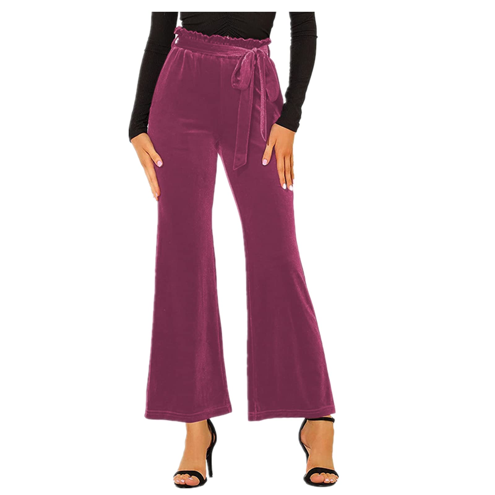 Solid Color Straight Wide Leg Pants Womens high Waist Loose and Thin Casual Fashion Trousers M Pink