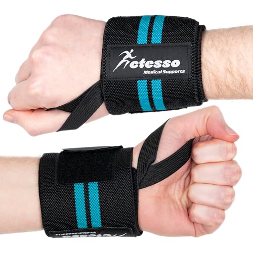 Actesso Weight lifting Wrist Wraps (Single) - Premium Wrist Support Straps for Powerlifting, Deadlifts, Gym Workouts and Fitness Training (1 Piece, Blue, One Size) Actesso Weight lifting Wrist Wraps (Single) - Premium Wrist Support Straps for Powerlifting, Deadlifts, Gym Workouts and Fitness Training (1 Piece, Blue, One Size)