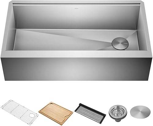 Kraus KWF410-36 KORE - Fregadero de cocina con estación de trabajo y cuenco individual, 36 pulgadas