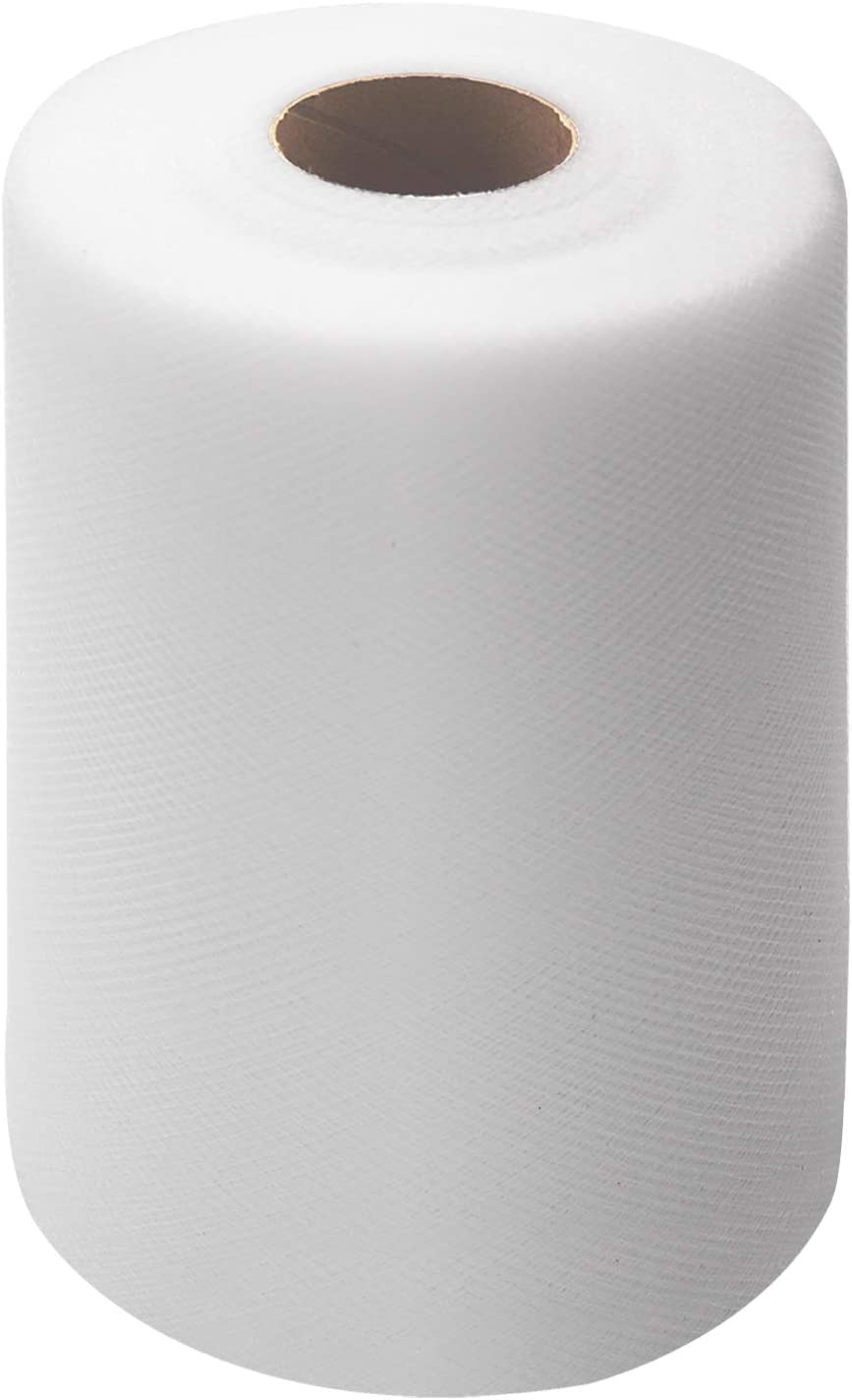 SYOSITulle Fabric Rolls 6 Inch by 100 Yards (300 feet) Tulle Spool, for Wedding Party Decorations Gift Bow Craft Tutu Skirt, for Crafts Tutu Costumes Skirts Parties (White)