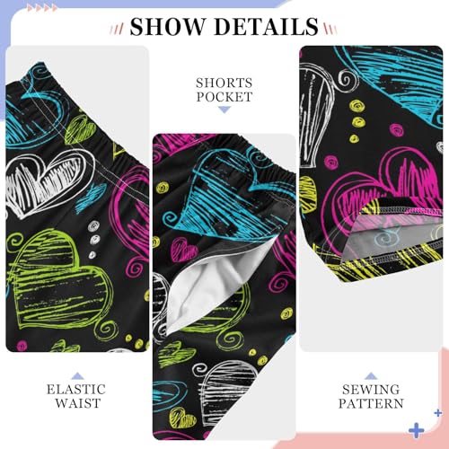 Love Heart Graffiti Pattern Boys Long Pants Soft Trousers Elastic Waist Kids Lounge Bottoms with Pockets S-XL4