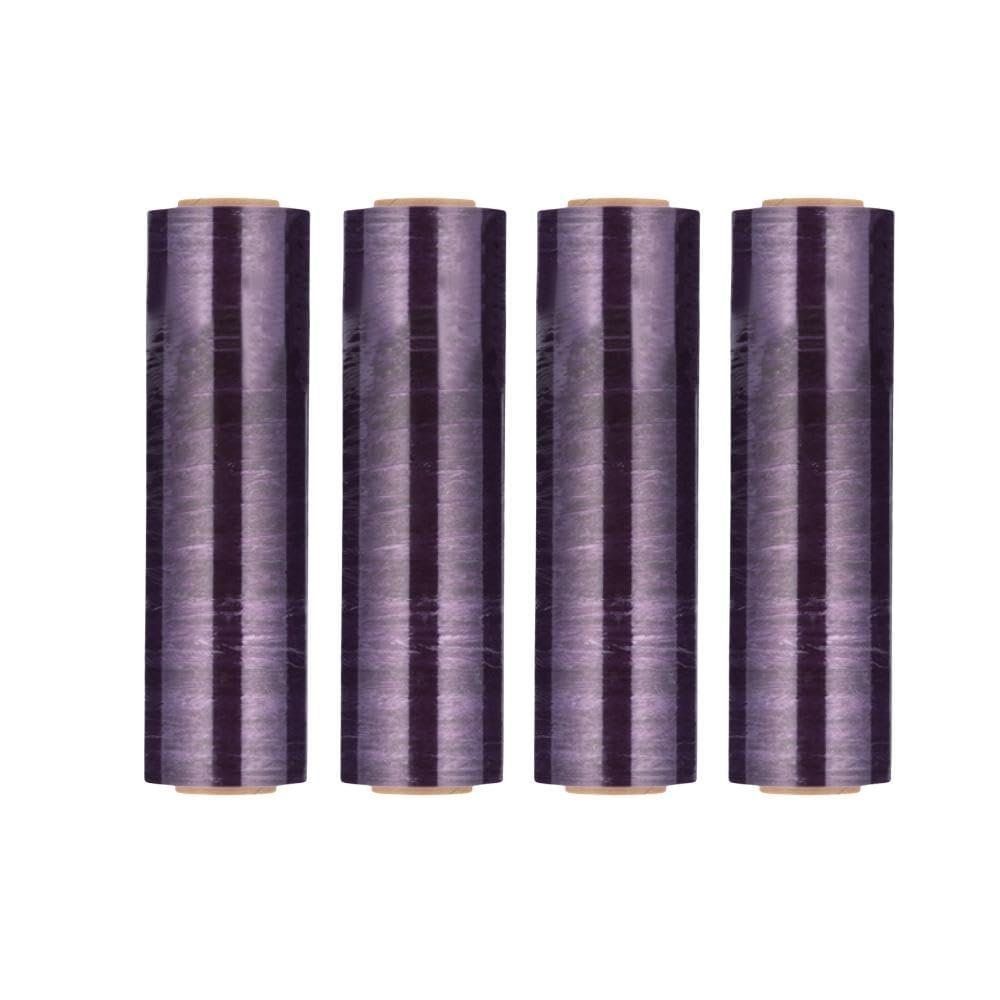 PSBM Lot de 4 rouleaux de film étirable violet foncé de 45,7 cm x 300,5 m, calibre 100, film rétractable de résistance industrielle pour le déménagement, l'emballage et l'expédition