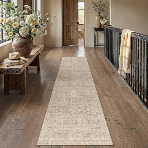 HUGEAR Beige 2x10 Runner Rugs for Hallway Vintage Washable Rug