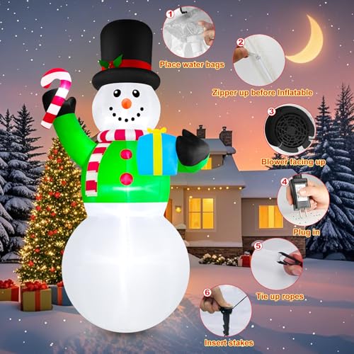 Grand bonhomme de neige gonflable de 3,7 m de haut pour décorer facilement un grand jardin - 8