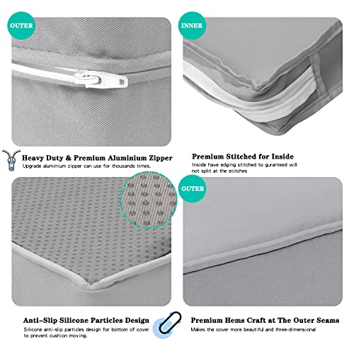 13 Pack Outdoor Patio Cushions Replacement Covers Fit For 8 Pieces 6-Seater Wicker Rattan Furniture Conversation Set Sectional Sofa Seat Cushion Pillow,Water-Resistant Fadeless,Grey-Covers Only #TOP2