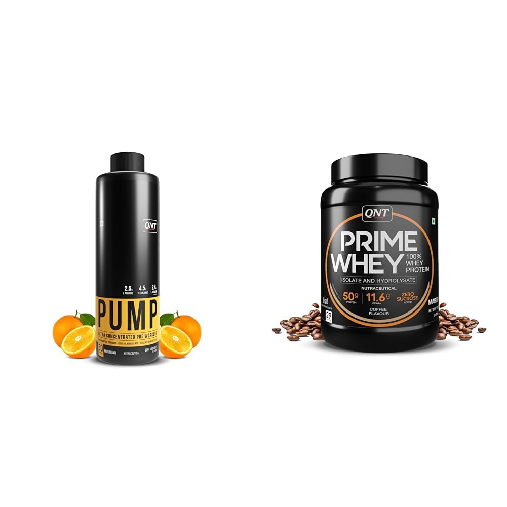 QNT PUMP Explosive Liquid Pre-Workout | Orange Flavor, 450 ML | 30 Servings | Pre Workout drink fo | QNT Prime Whey Protein Powder – Coffee | 25g Protein Per Scoop | Whey Isolate, Concentrate & Hydro-image-42