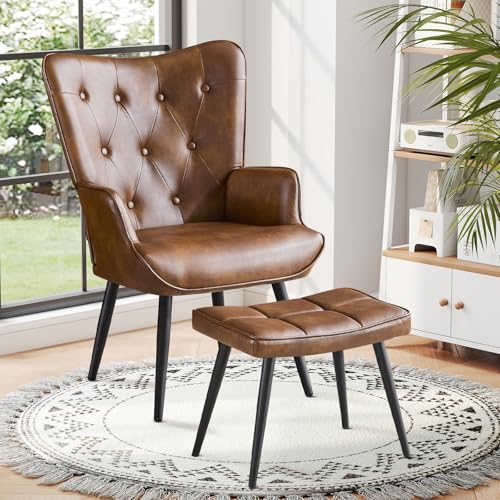 Sillón Plegable Marrón con Cuero Sintético miniatura 1