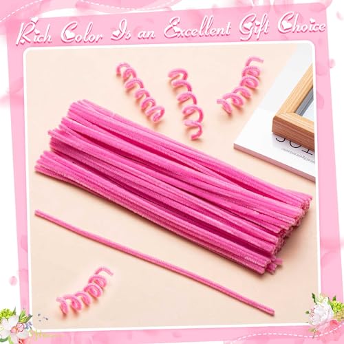 Image of Peryiter 500 Pcs Pipe Cleaners for DIY Flower Bouquets, Chenille Stems for Graduation Bouquet Crafts, Fuzzy Sticks for Handmade Flowers, DIY Gift, Art Projects(Pink,12 Inch)