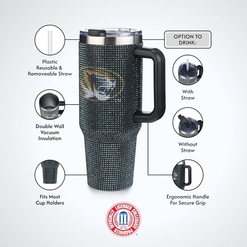 Image of The Memory Company Officially Licensed 40oz TC Bling Game Day Tumbler with Vintage Logo, University of Missouri