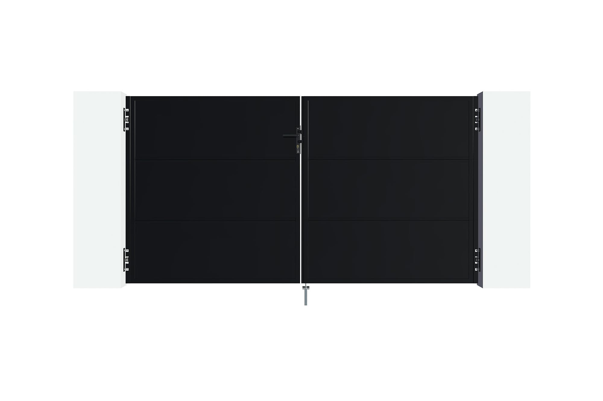 Casanoov Portail acier battant 3m NALI H.160cm Noir mat