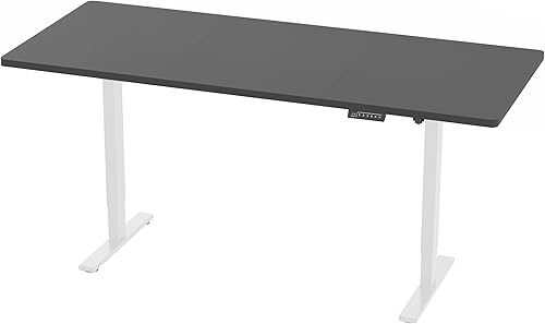 Vista 586 de VIVO DESK-KIT-1W6G - Escritorio eléctrico de pie de 60 x 24 pulgadas, ajuste de altura de memoria, serie 1B, parte superior de nogal oscuro de una