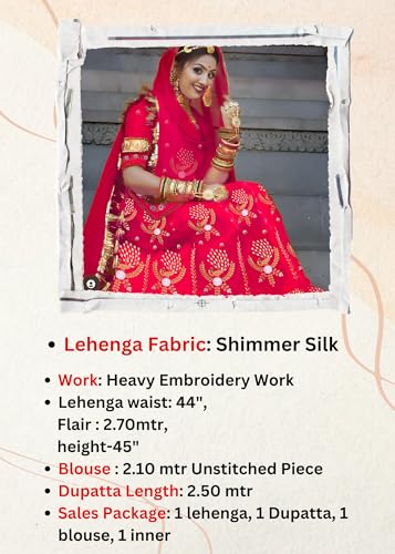 Image of Heavy Embroidery Work Semi Stitched Shimmer Silk Rajputi Poshak For Women Rajasthani Lehenga Choli
