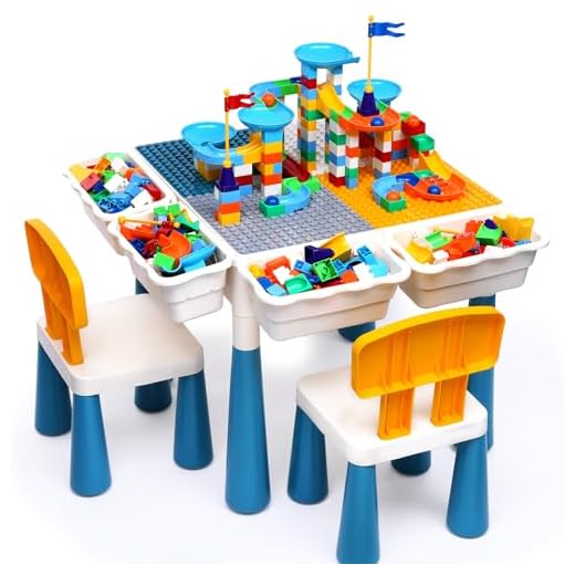 21+ Creative Kids Room Interior Design Ideas for Every Style 6 Arscniek Toddlers Activity Table 7 in 1 Kids Activity Tables and Chair Set with 152Pcs Large Marble Run Building Blocks, Sand/Water Tables, Kids Learning Play Table Toys for Girls Boys Toddler Age 3-7