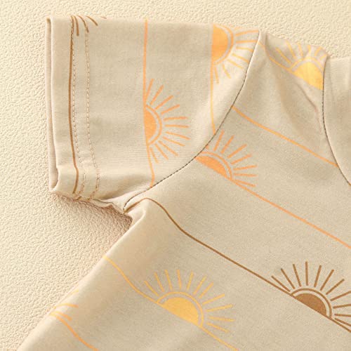 Roupas para meninos recém-nascidos, meninos, meninas, roupas de verão, manga curta, estampa de sol,