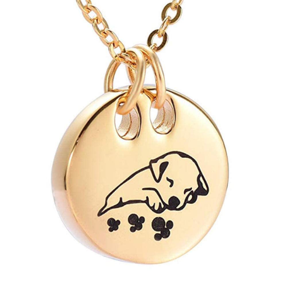 Pet Cremation Urn Necklaces for Ashes Funeral Urns Jewelry Stainless Steel Cute Sleeping Dog Keepsake Memorial Urn Pendant Locket Cremation Jewelry for Women Men (Gold)